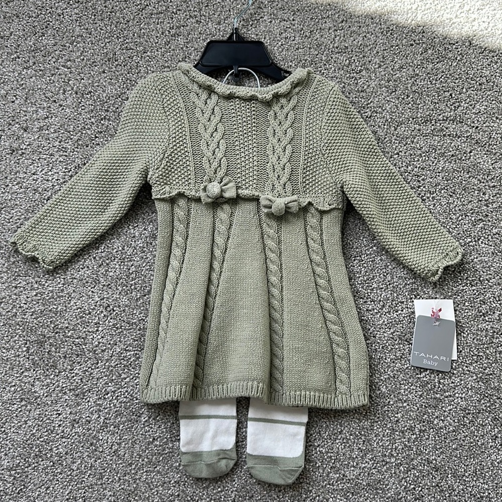 6-9 month girl sweater dress with leggings